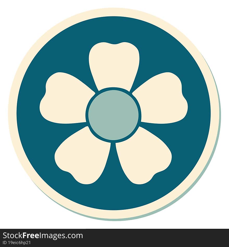 sticker of tattoo in traditional style of a flower. sticker of tattoo in traditional style of a flower