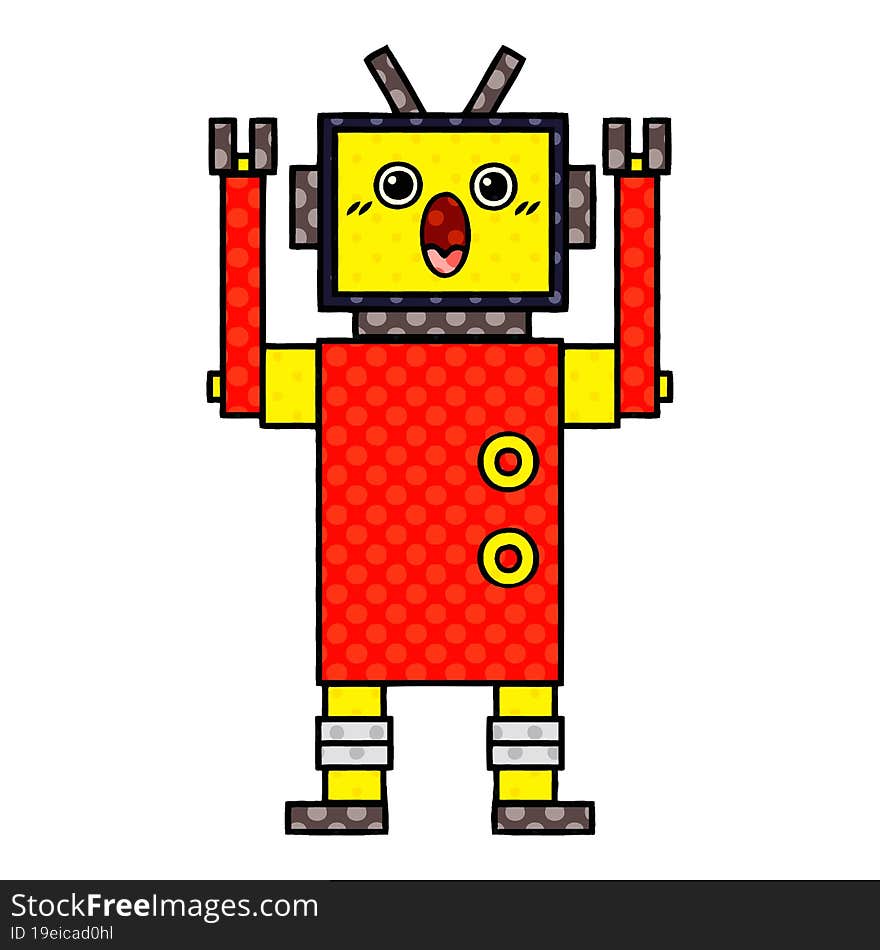 Comic Book Style Cartoon Robot