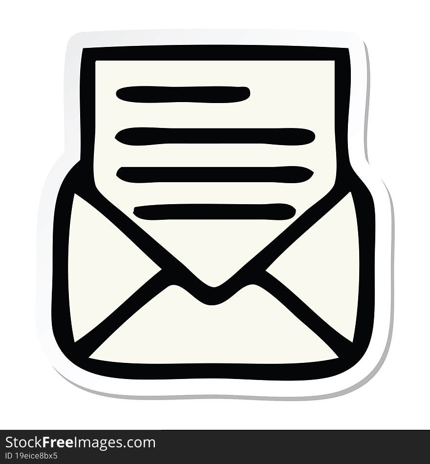 Sticker Of A Cute Cartoon Letter And Envelope