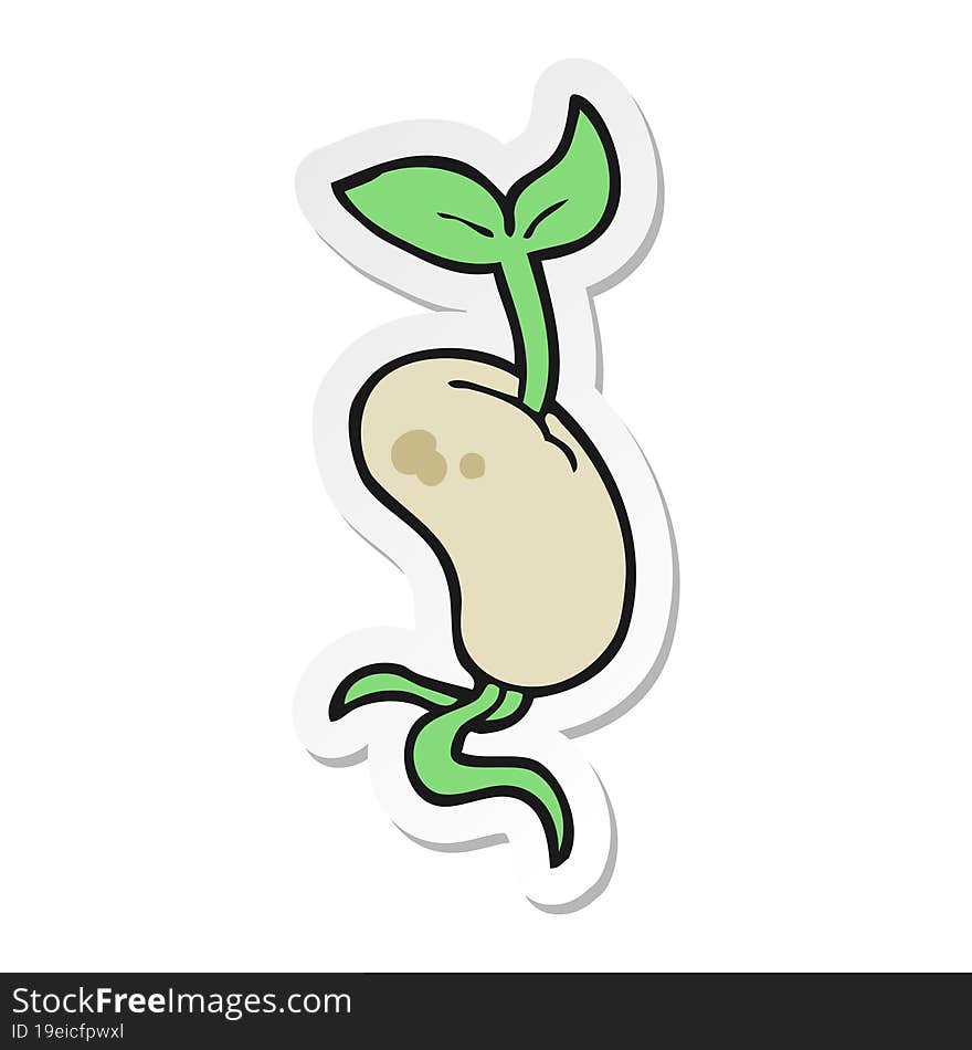 Sticker Of A Cartoon Sprouting Seed