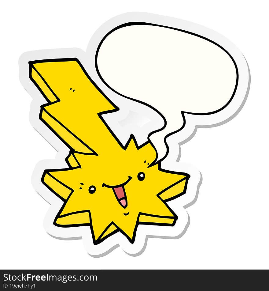 cartoon lightning strike and speech bubble sticker