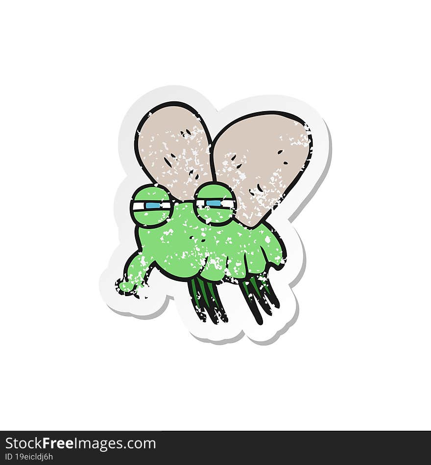 retro distressed sticker of a cartoon fly