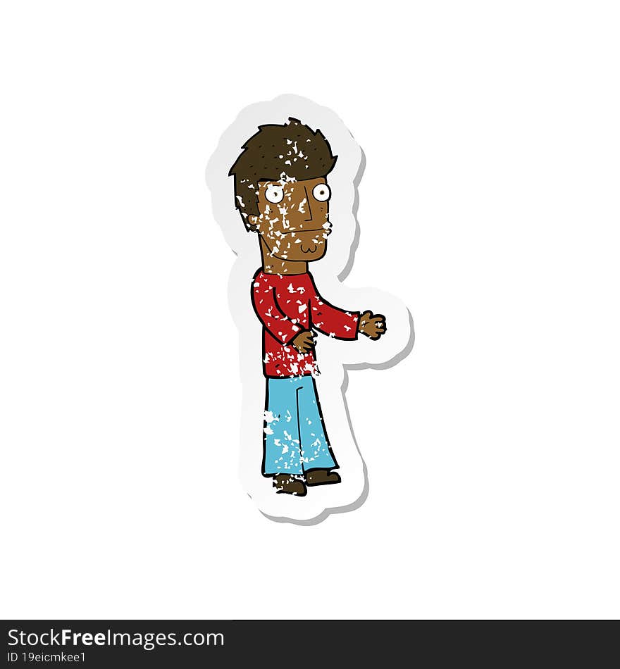 Retro Distressed Sticker Of A Cartoon Confused Man