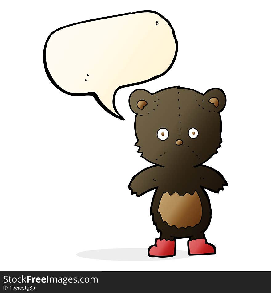 cartoon black bear cub with speech bubble