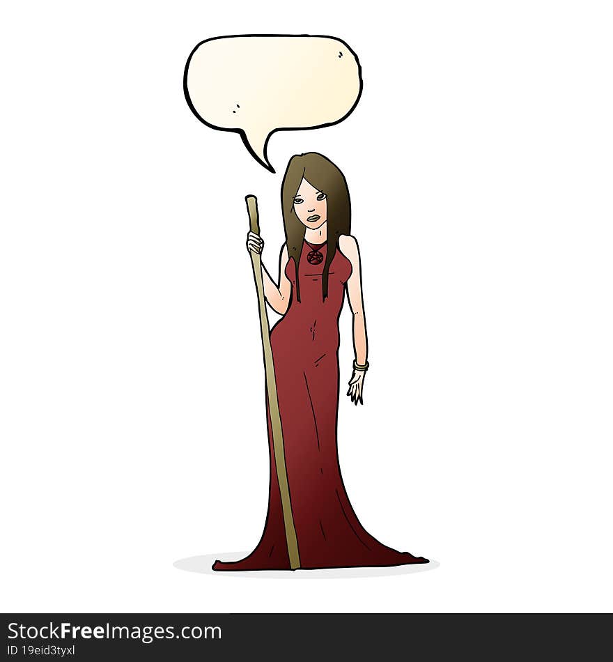 Cartoon Sorceress  With Speech Bubble