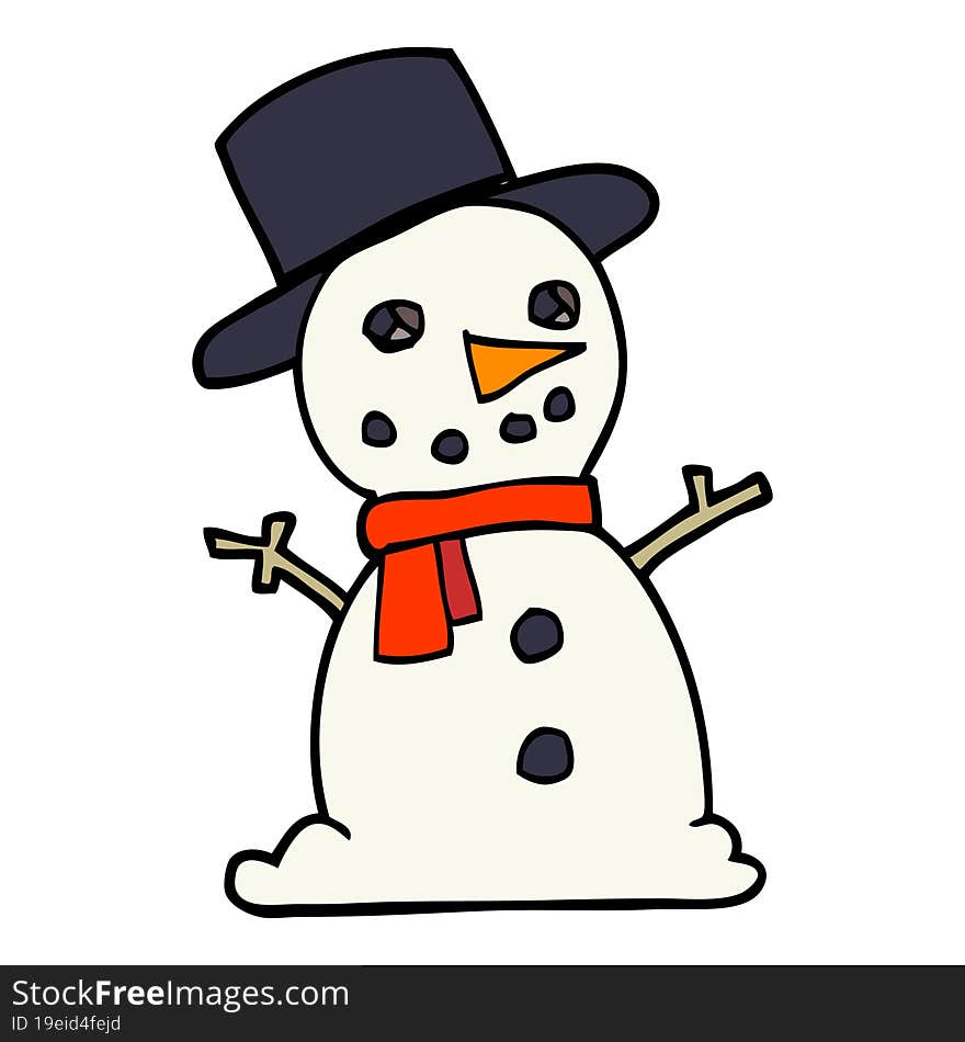 Cartoon Doodle Traditional Snowman