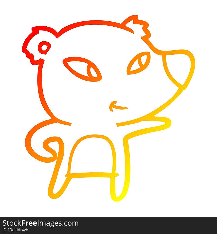 warm gradient line drawing cute cartoon bear