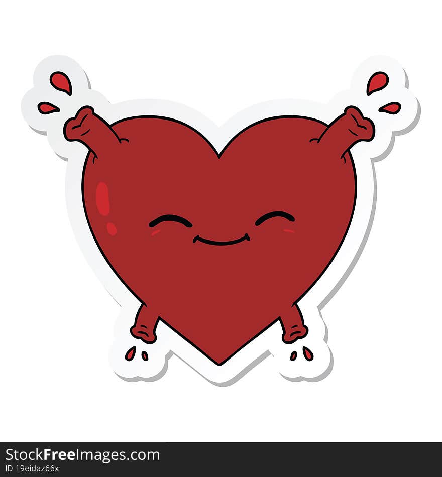 sticker of a cartoon happy heart