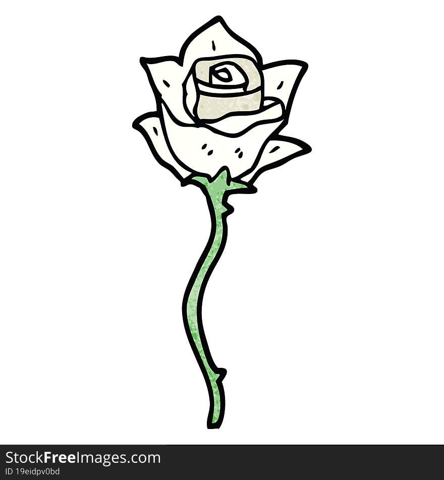 cartoon doodle white rose