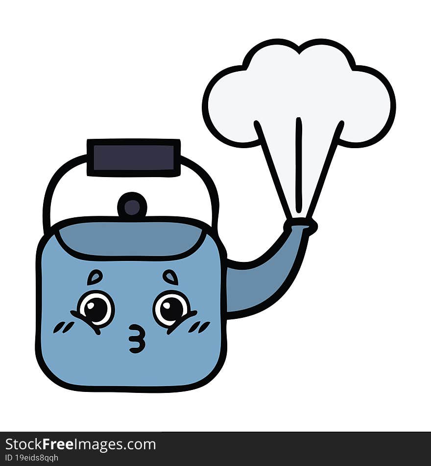 cute cartoon steaming kettle