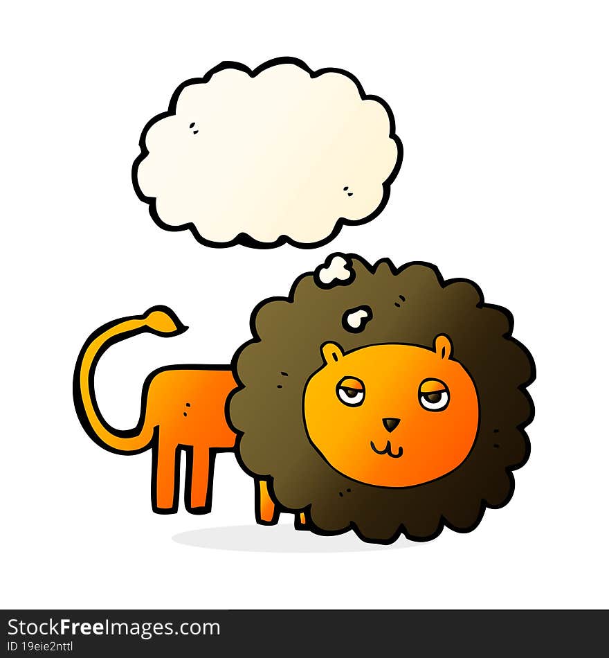 cartoon lion with thought bubble