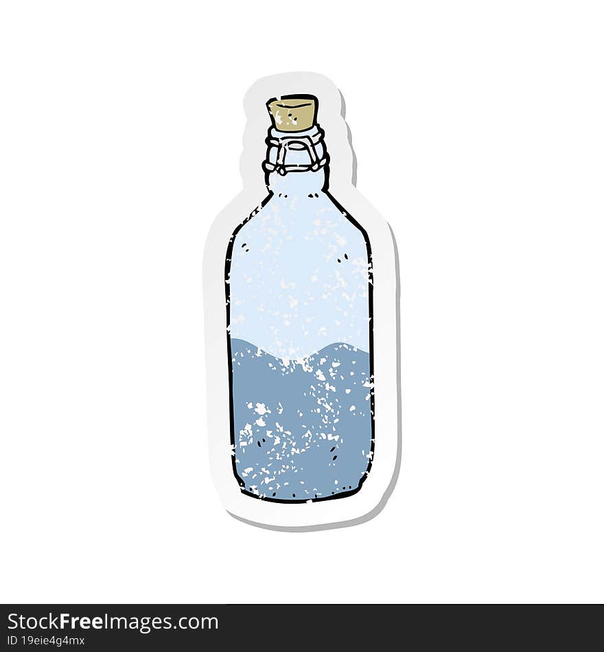 retro distressed sticker of a cartoon water bottle