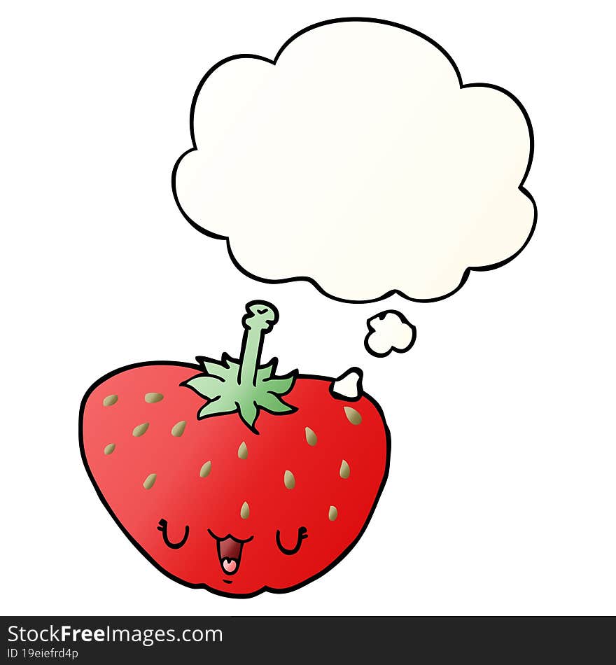 cartoon strawberry and thought bubble in smooth gradient style