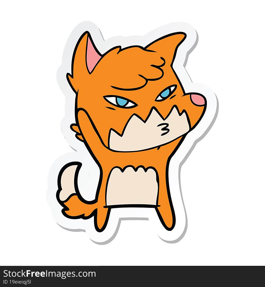 Sticker Of A Clever Cartoon Fox