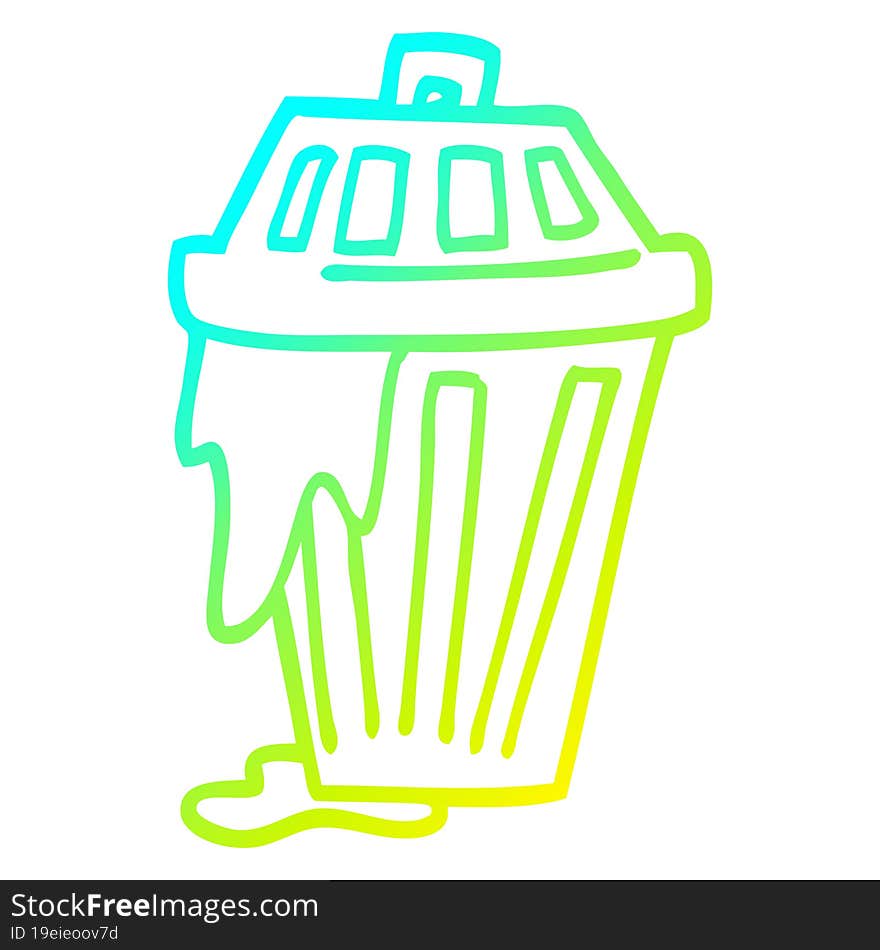 cold gradient line drawing cartoon waste bin