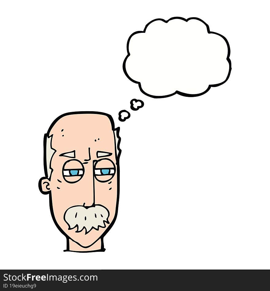 Cartoon Annoyed Old Man With Thought Bubble