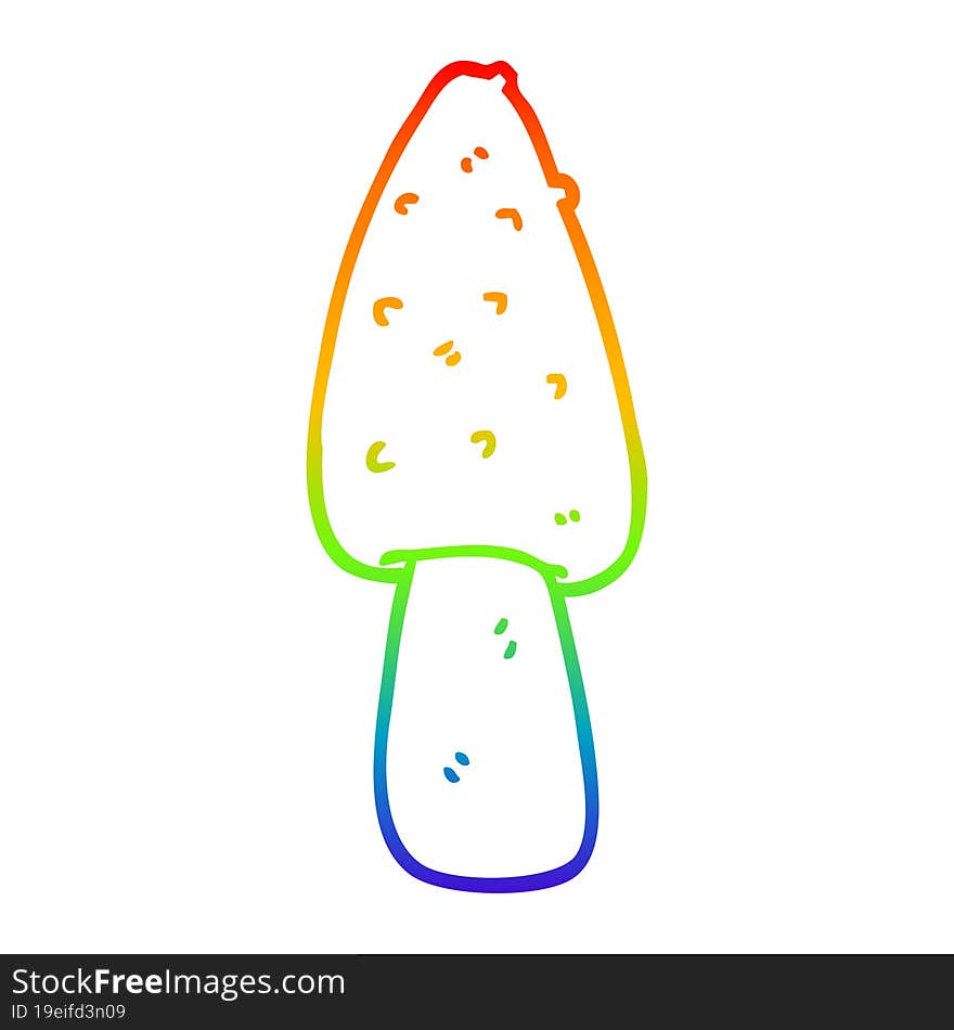 rainbow gradient line drawing cartoon mushroom