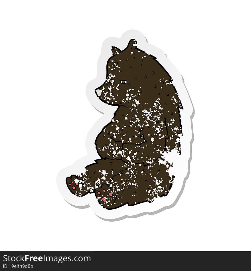 Retro Distressed Sticker Of A Cute Cartoon Black Bear