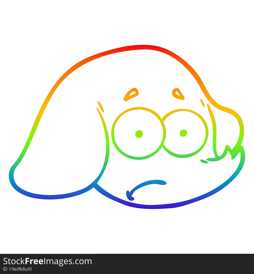 rainbow gradient line drawing cartoon elephant face