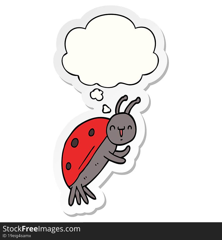 cute cartoon ladybug with thought bubble as a printed sticker