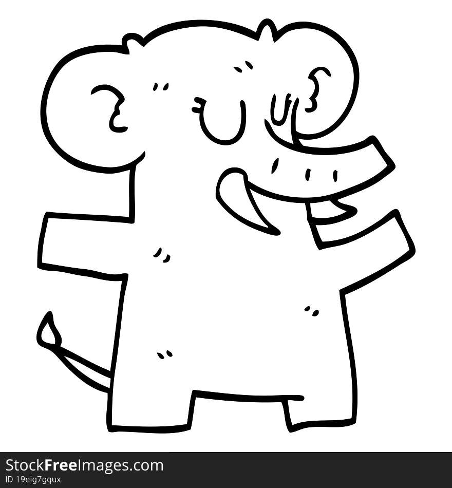 Line Drawing Cartoon Elephant Dancing