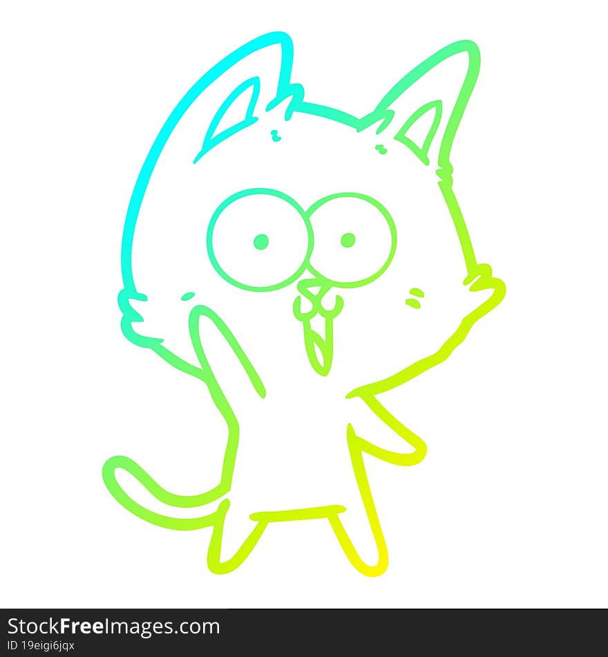 cold gradient line drawing funny cartoon cat