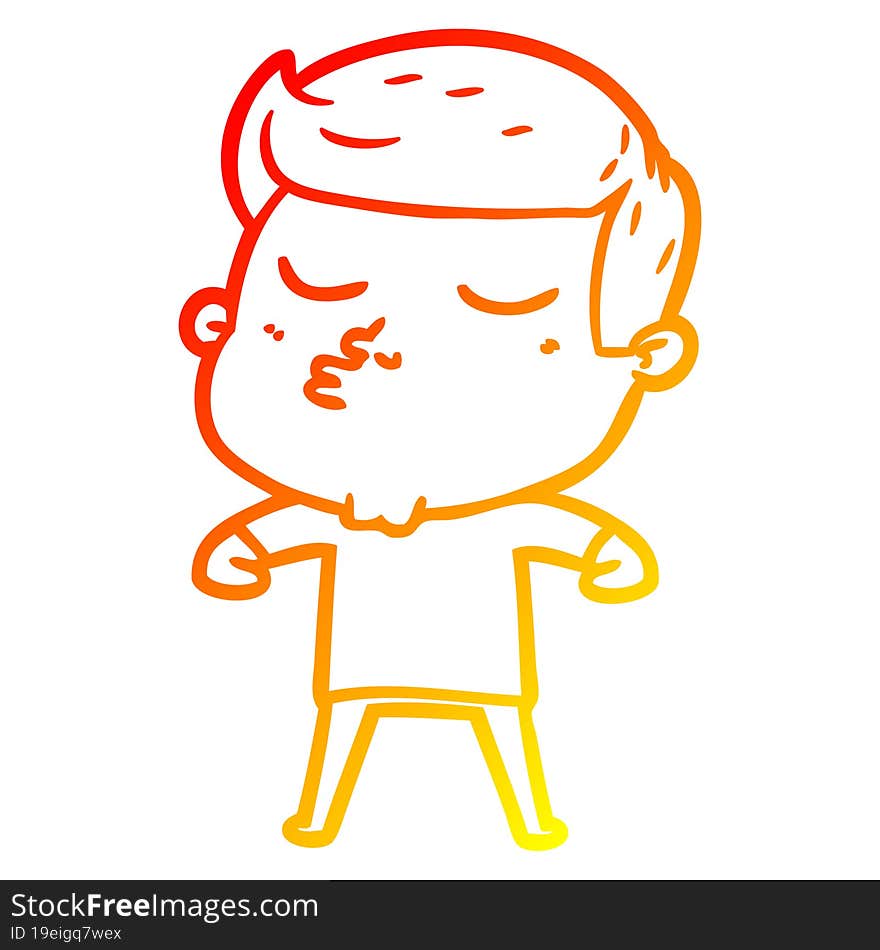 warm gradient line drawing cartoon model guy pouting