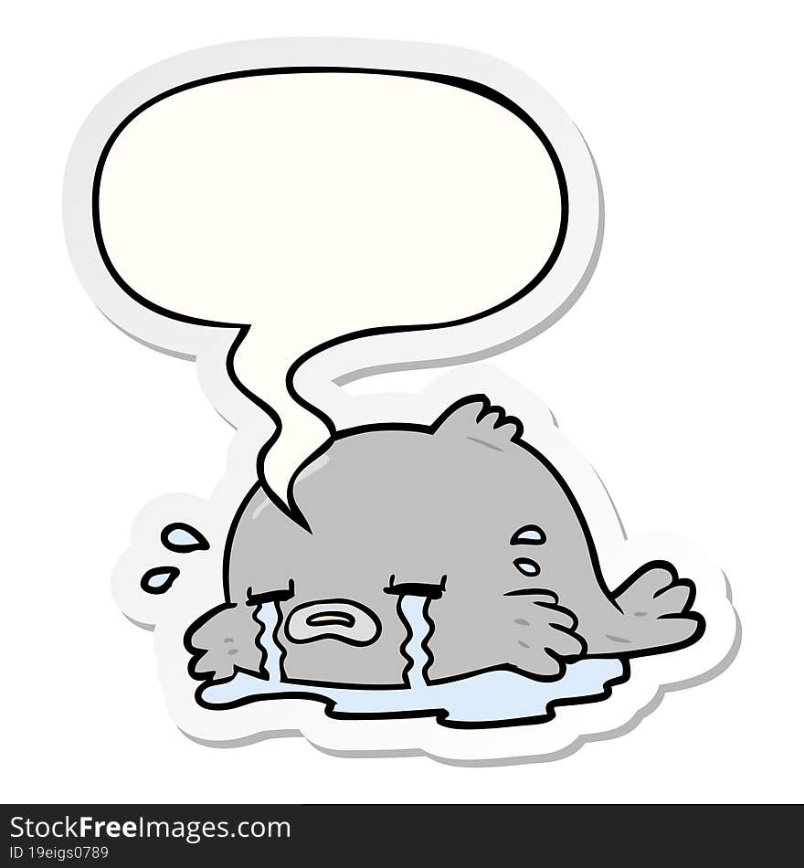 cartoon crying fish and speech bubble sticker