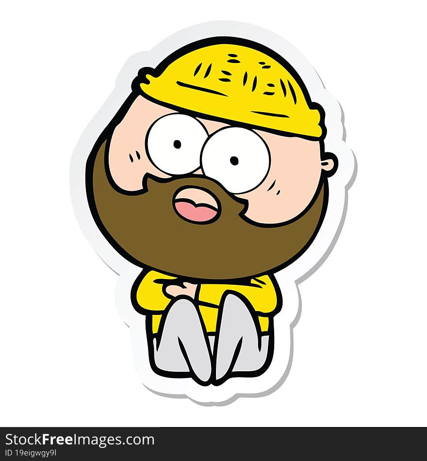 sticker of a cartoon surprised bearded man