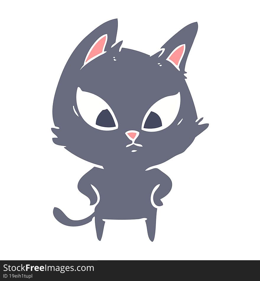 confused flat color style cartoon cat