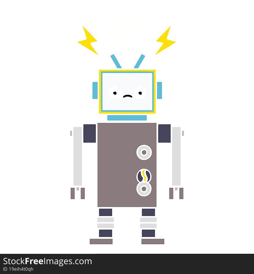 flat color retro cartoon of a robot