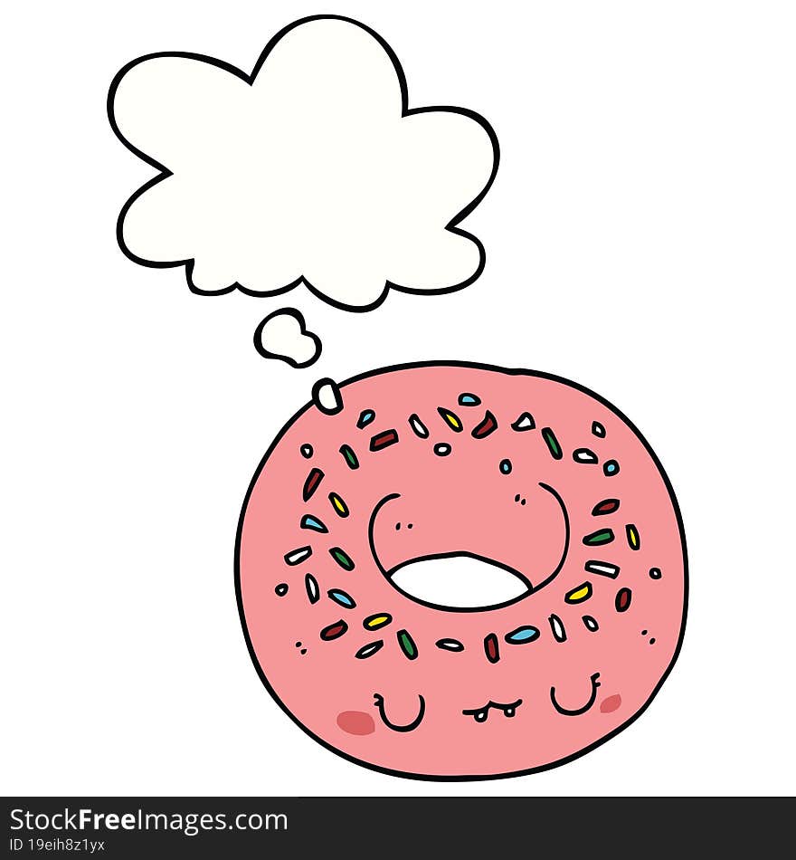 cartoon donut and thought bubble