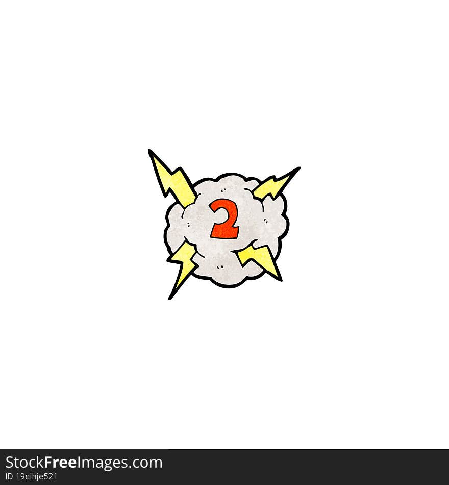 cartoon thunder cloud with number two