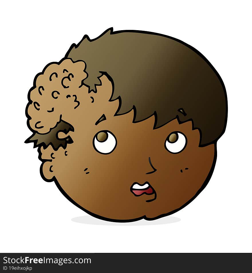 cartoon boy with ugly growth on head