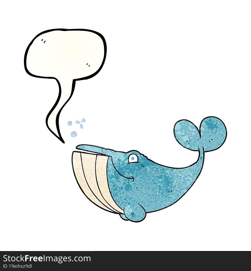 speech bubble textured cartoon whale