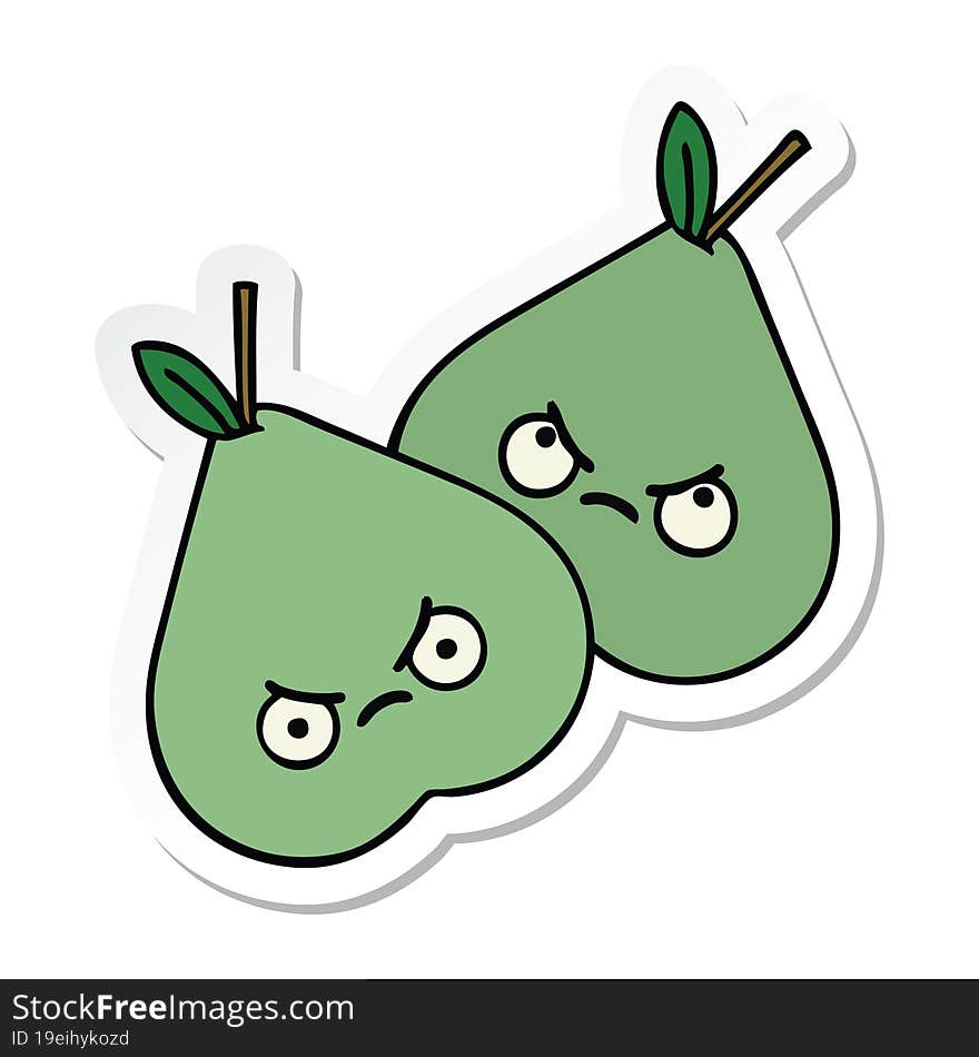 sticker of a cute cartoon green pear