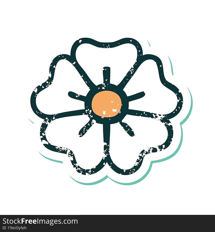 iconic distressed sticker tattoo style image of a flower. iconic distressed sticker tattoo style image of a flower