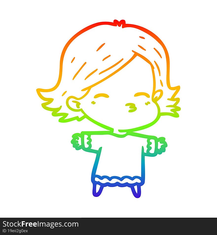 rainbow gradient line drawing of a cartoon woman