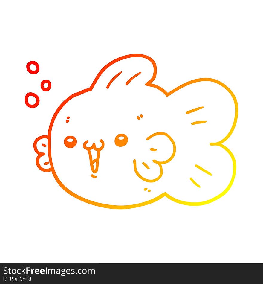 warm gradient line drawing cartoon fish