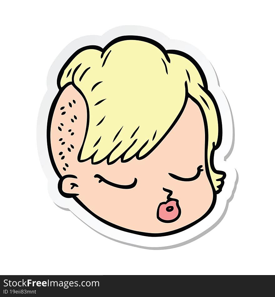 sticker of a cartoon female face