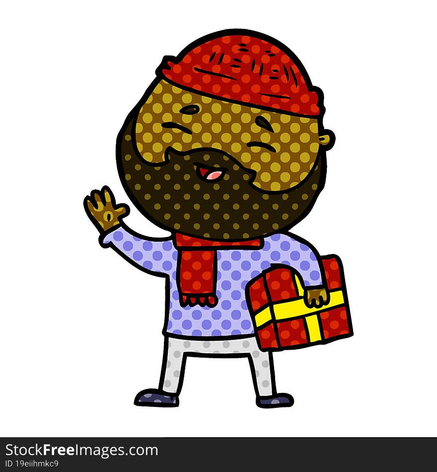 cartoon happy bearded man. cartoon happy bearded man