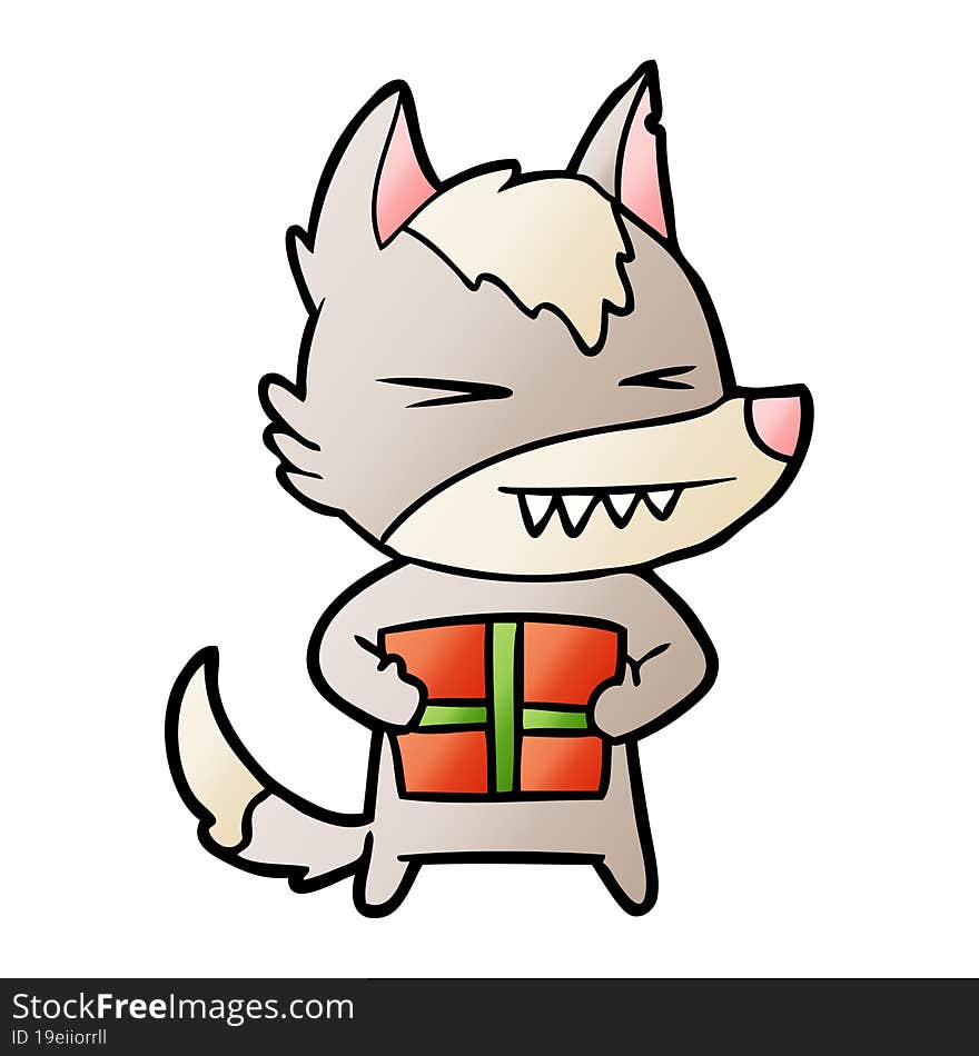 angry christmas wolf cartoon. angry christmas wolf cartoon