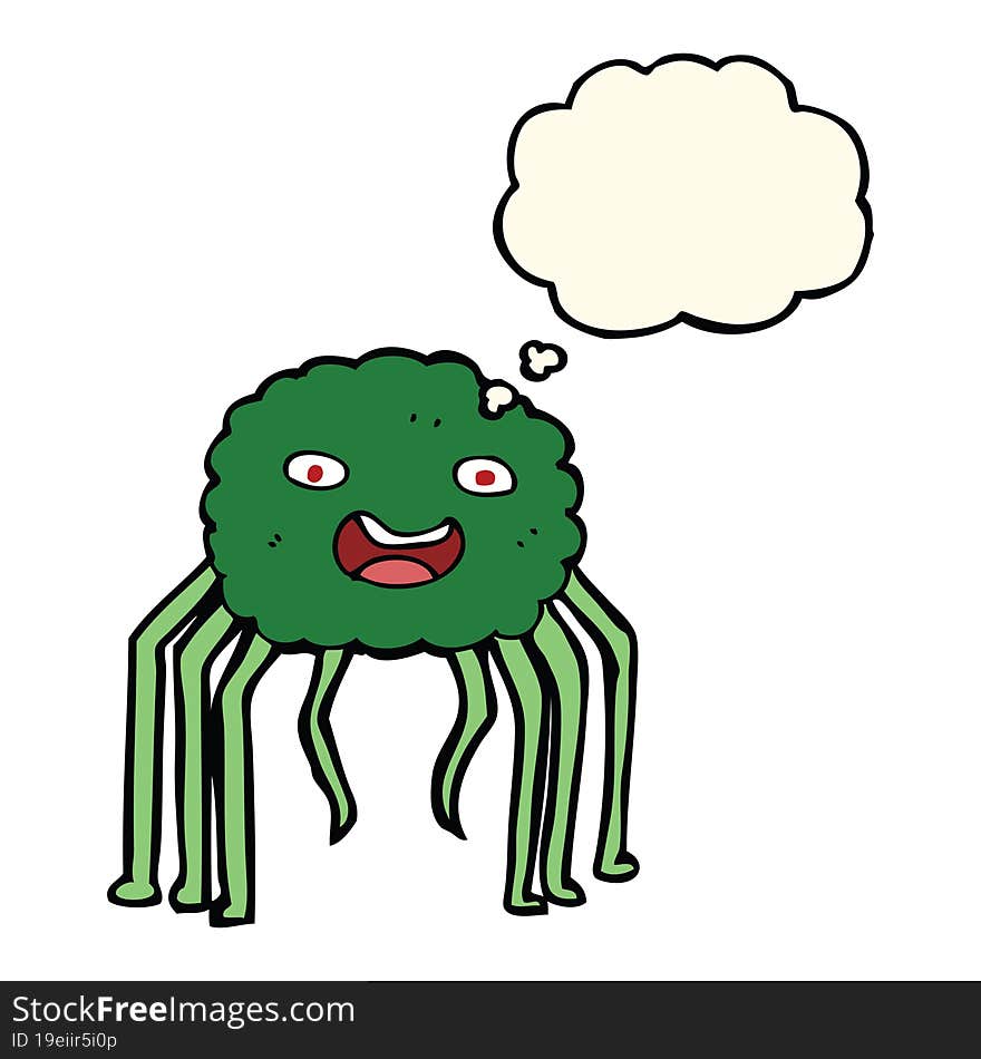 cartoon spider with thought bubble