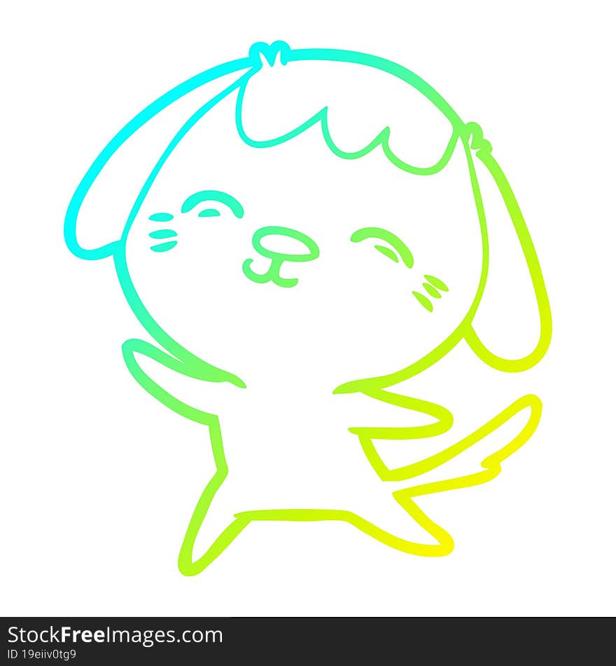 cold gradient line drawing happy cartoon dog