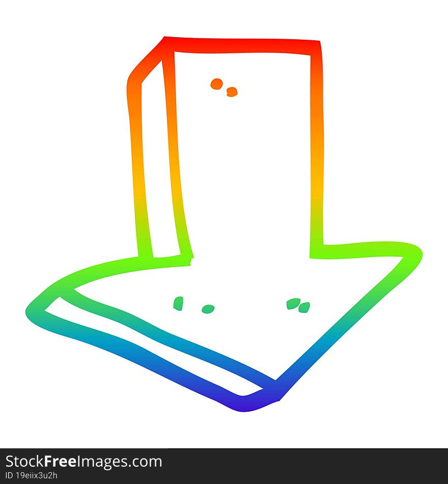 rainbow gradient line drawing cartoon arrow pointing direction