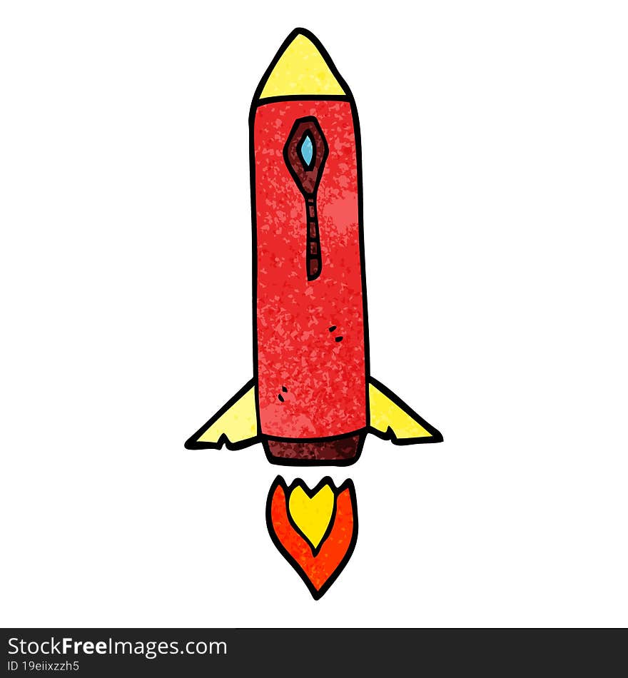 cartoon doodle space rocket