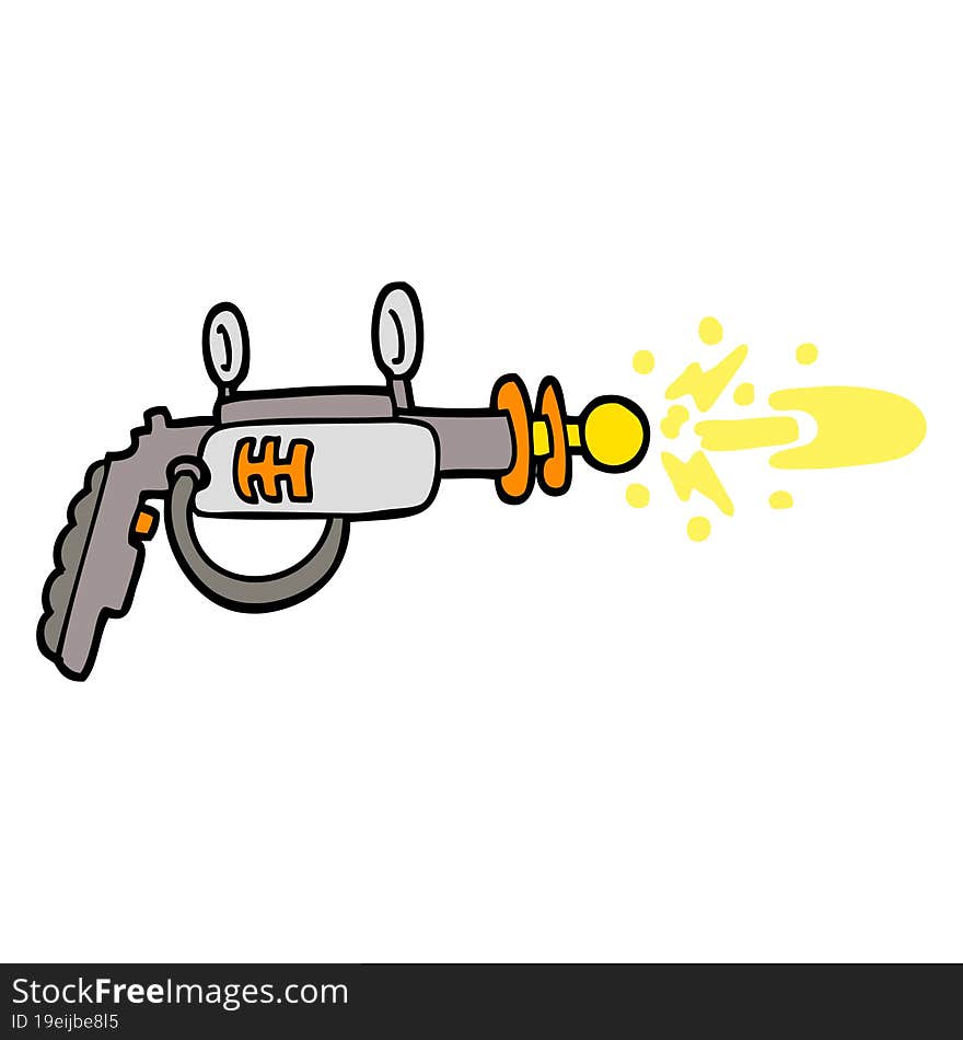 hand drawn doodle style cartoon ray gun