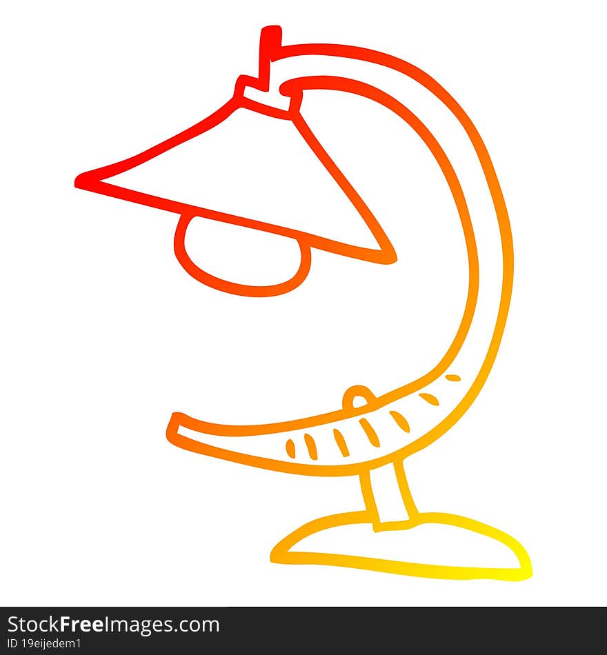 warm gradient line drawing of a cartoon funky lamp