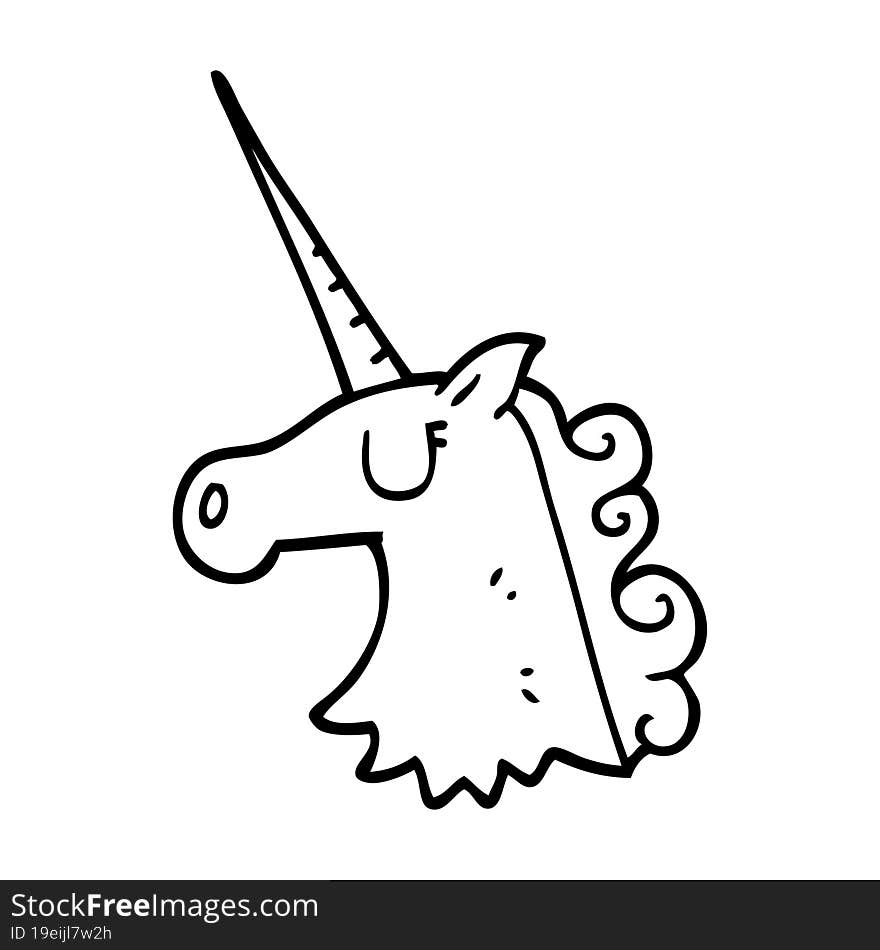 Line Drawing Cartoon Pretty Unicorn