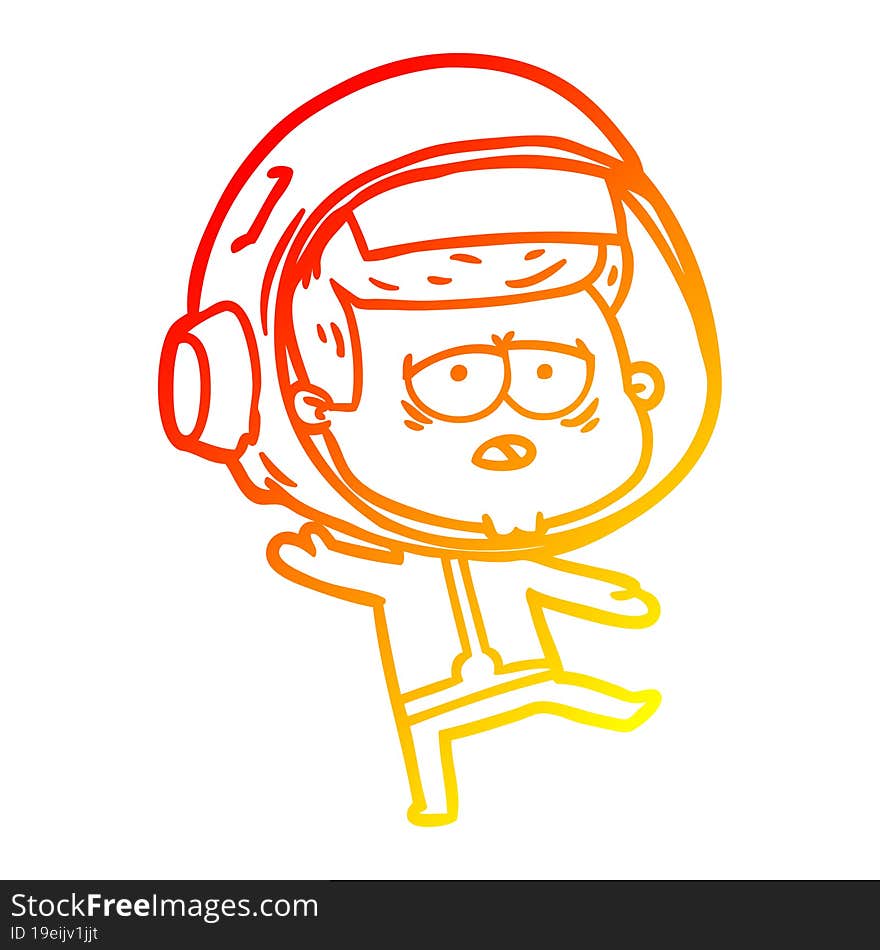 warm gradient line drawing cartoon tired astronaut